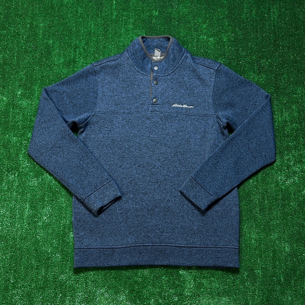 Eddie Bauer Radiator Fleece Snap Mock Pullover Heather Blue Mens Size M